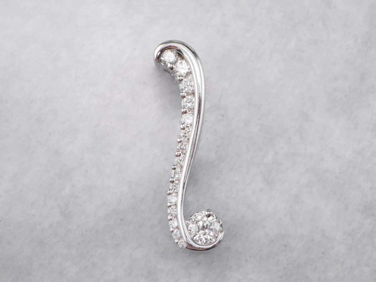 White Gold Scrolling Diamond Pendant