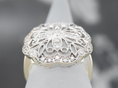 Floral Filigree Diamond Cocktail Ring