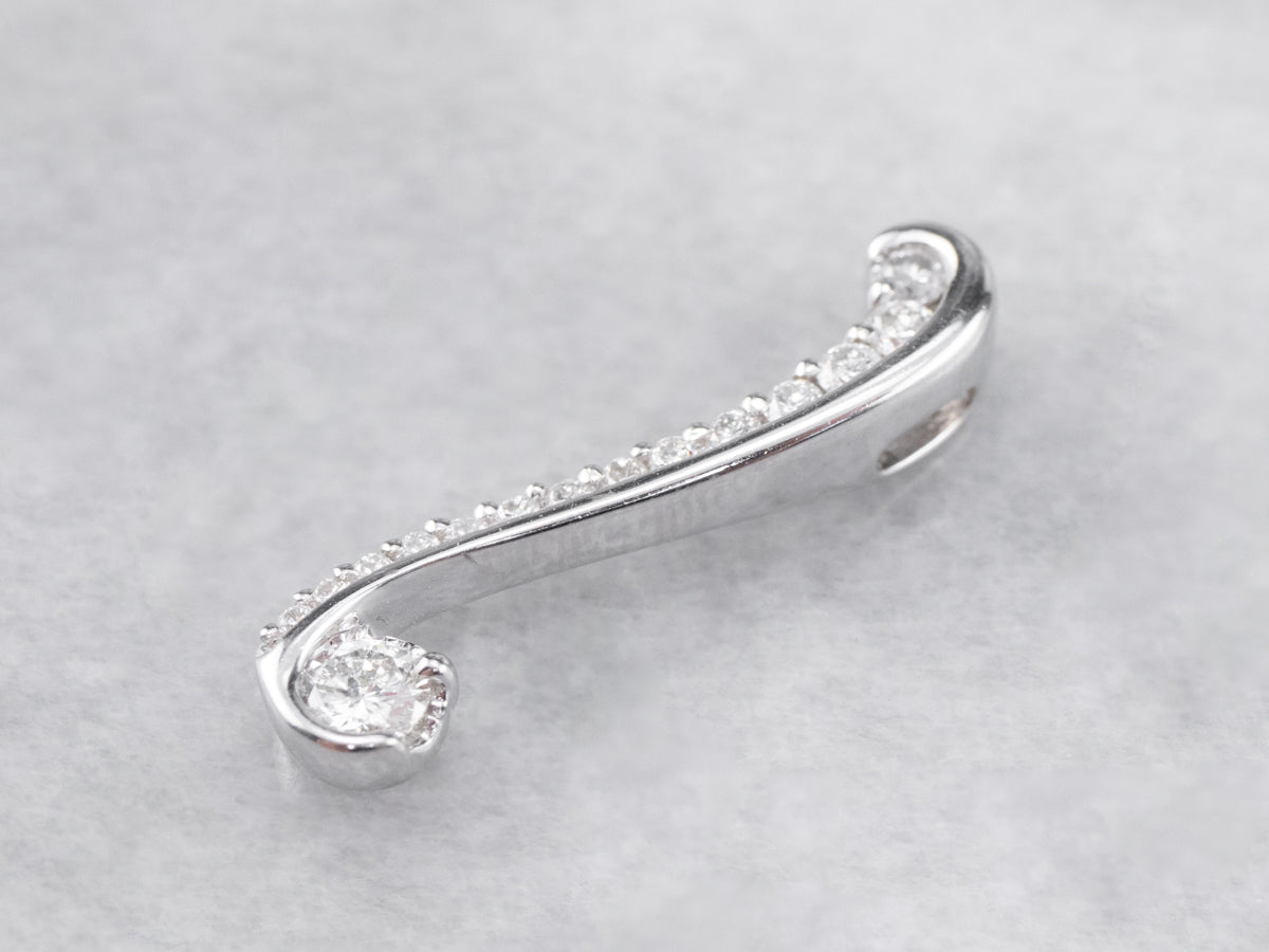 White Gold Scrolling Diamond Pendant