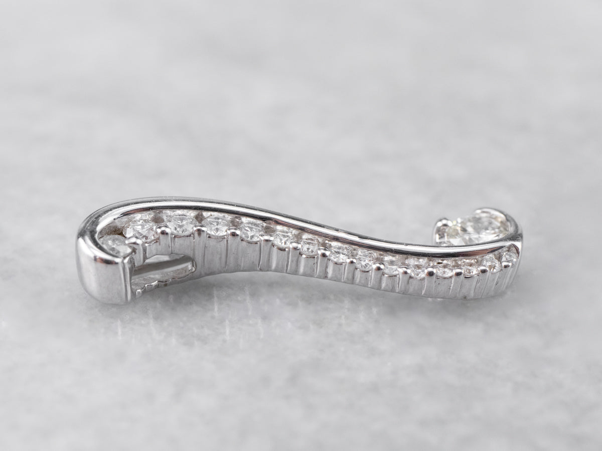 White Gold Scrolling Diamond Pendant