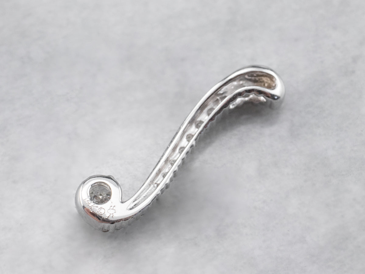 White Gold Scrolling Diamond Pendant