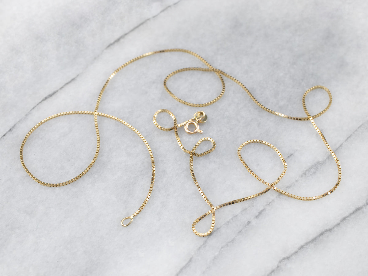 Long Yellow Gold Box Chain