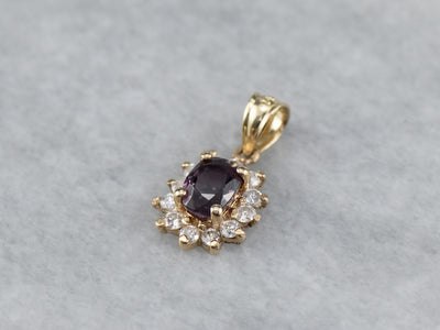 Purple Sapphire and Diamond Gold Pendant