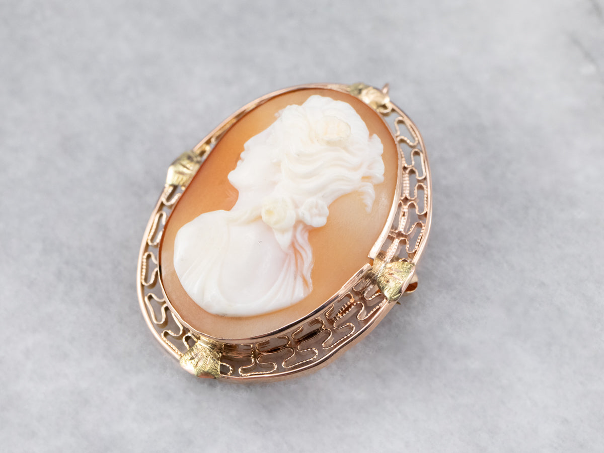 Mid Century Cameo Filigree Pin or Pendant