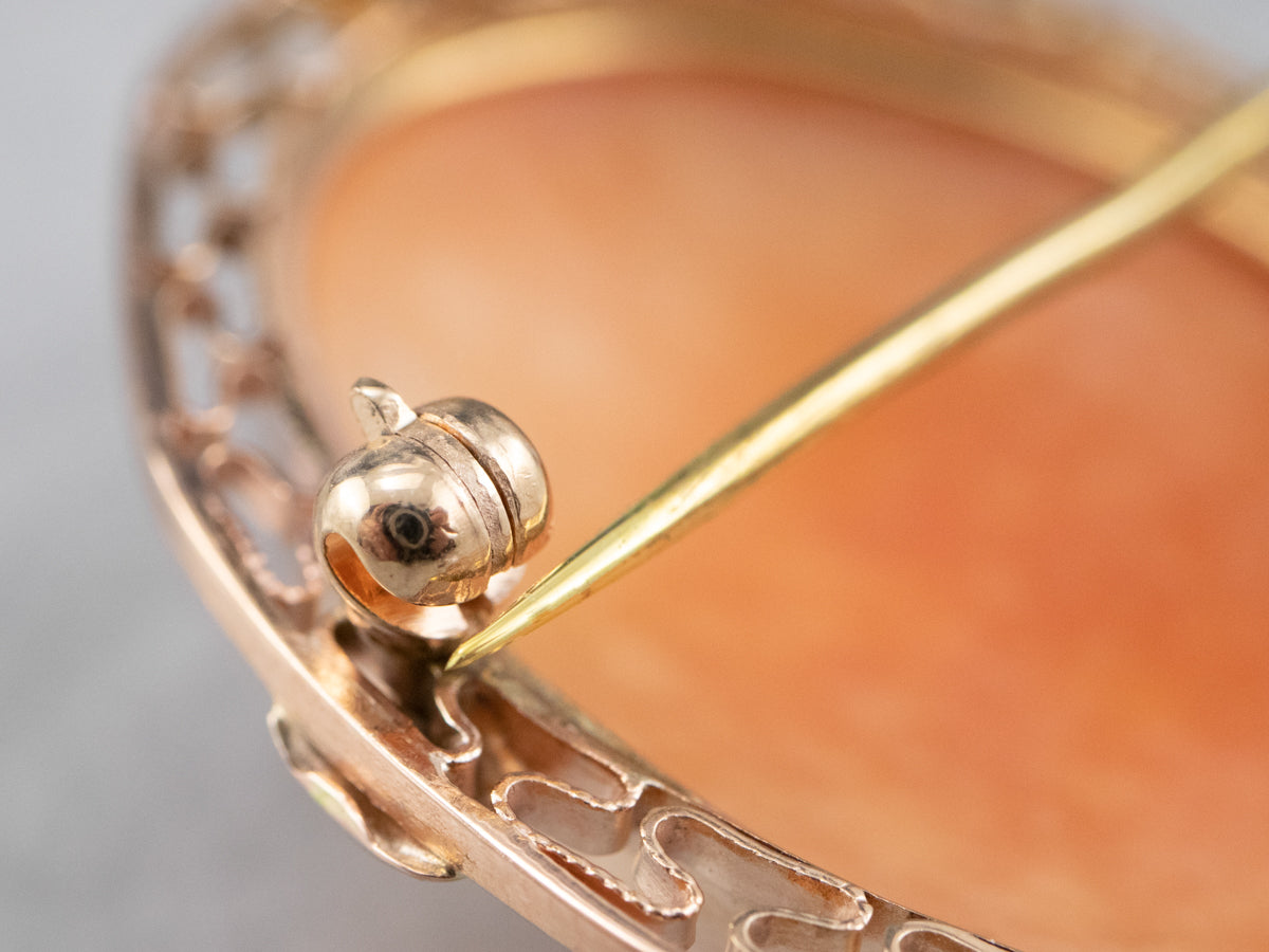 Mid Century Cameo Filigree Pin or Pendant