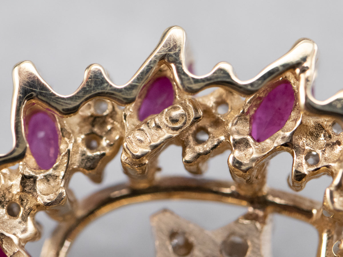 Floral Diamond and Ruby Heart Pendant