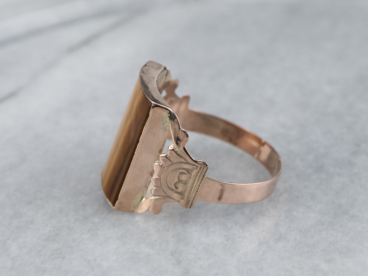 Unisex Victorian Gold Tiger's Eye Ring