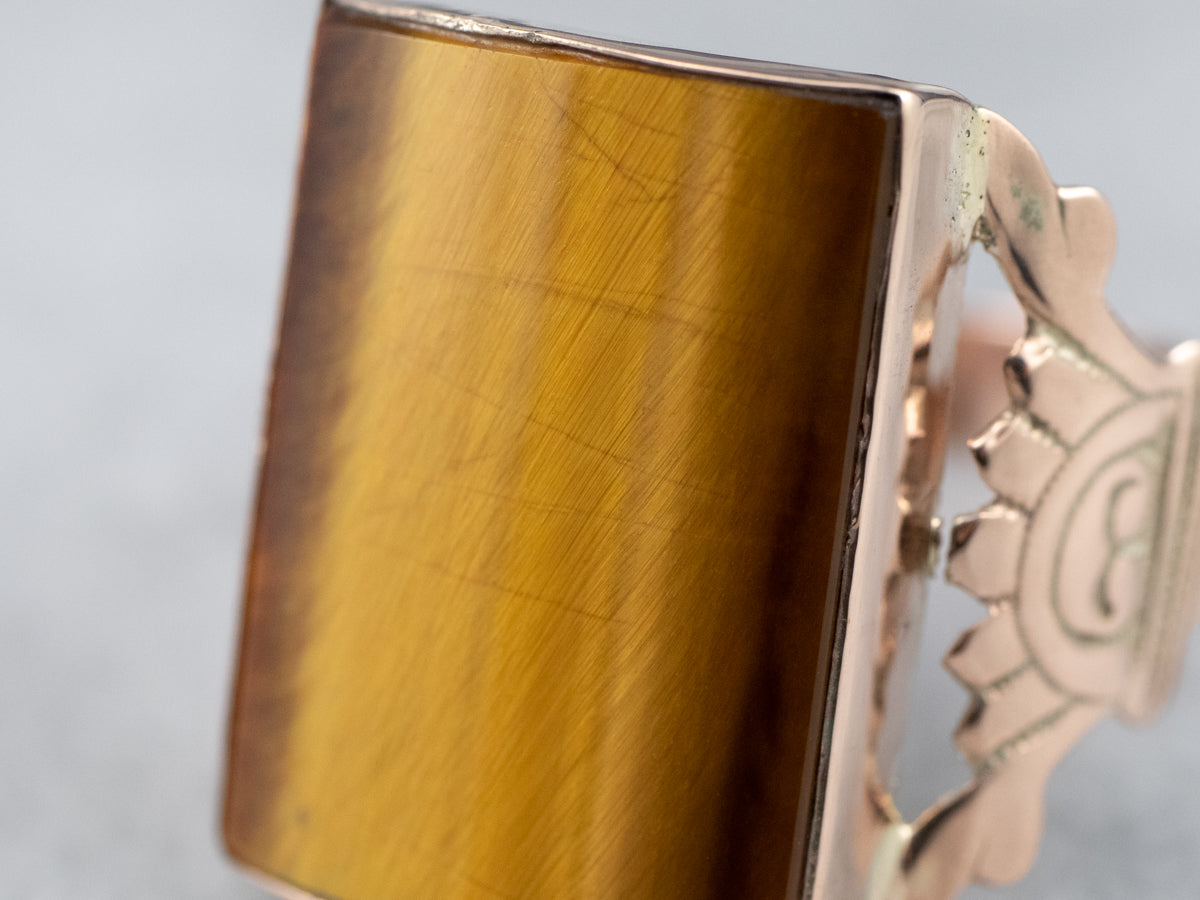Unisex Victorian Gold Tiger's Eye Ring