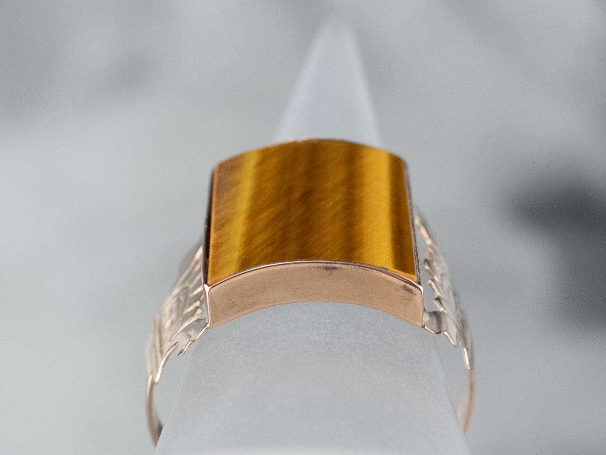 Unisex Victorian Gold Tiger's Eye Ring