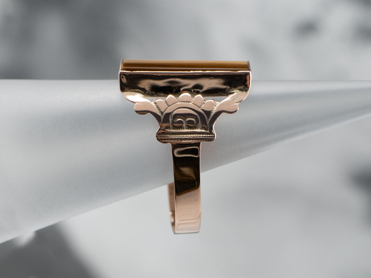 Unisex Victorian Gold Tiger's Eye Ring