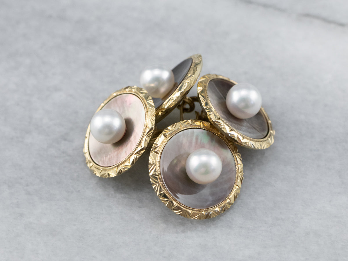 Vintage Mother of Pearl and Seed Pearl Cufflinks