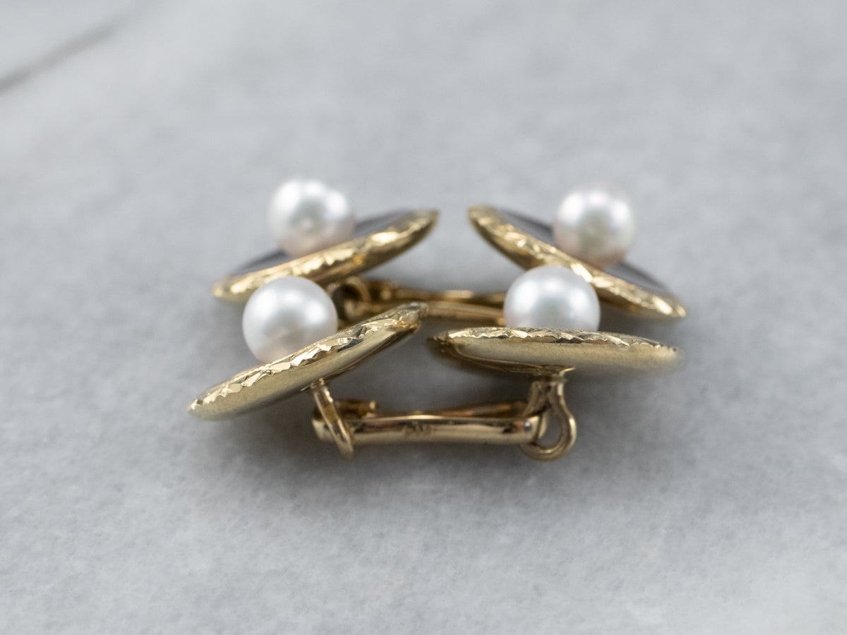 Vintage Mother of Pearl and Seed Pearl Cufflinks