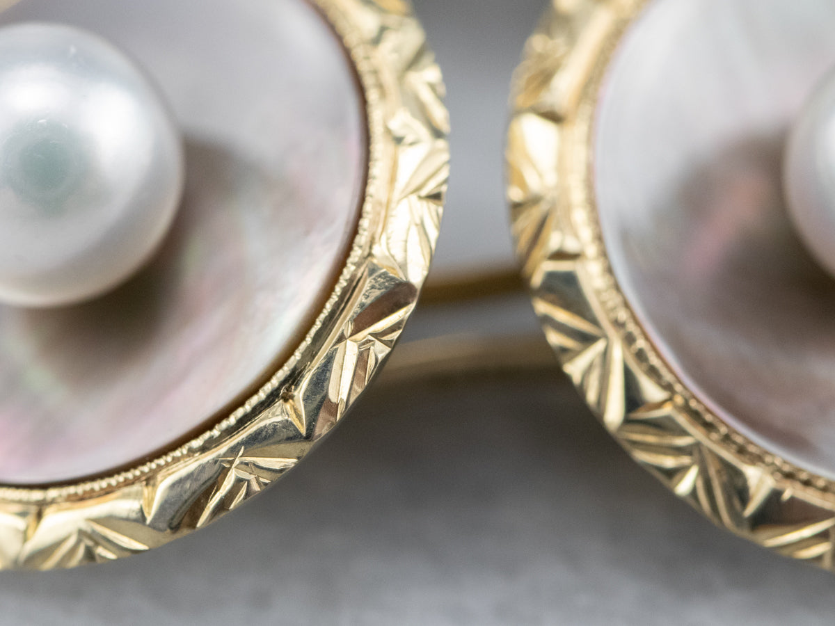 Vintage Mother of Pearl and Seed Pearl Cufflinks