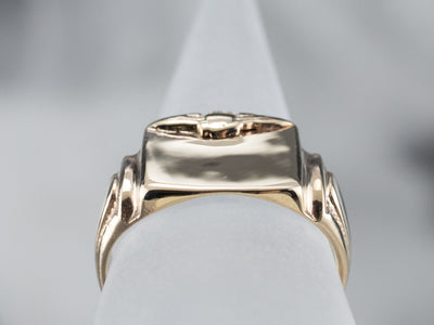 Military Style Gold Signet Ring