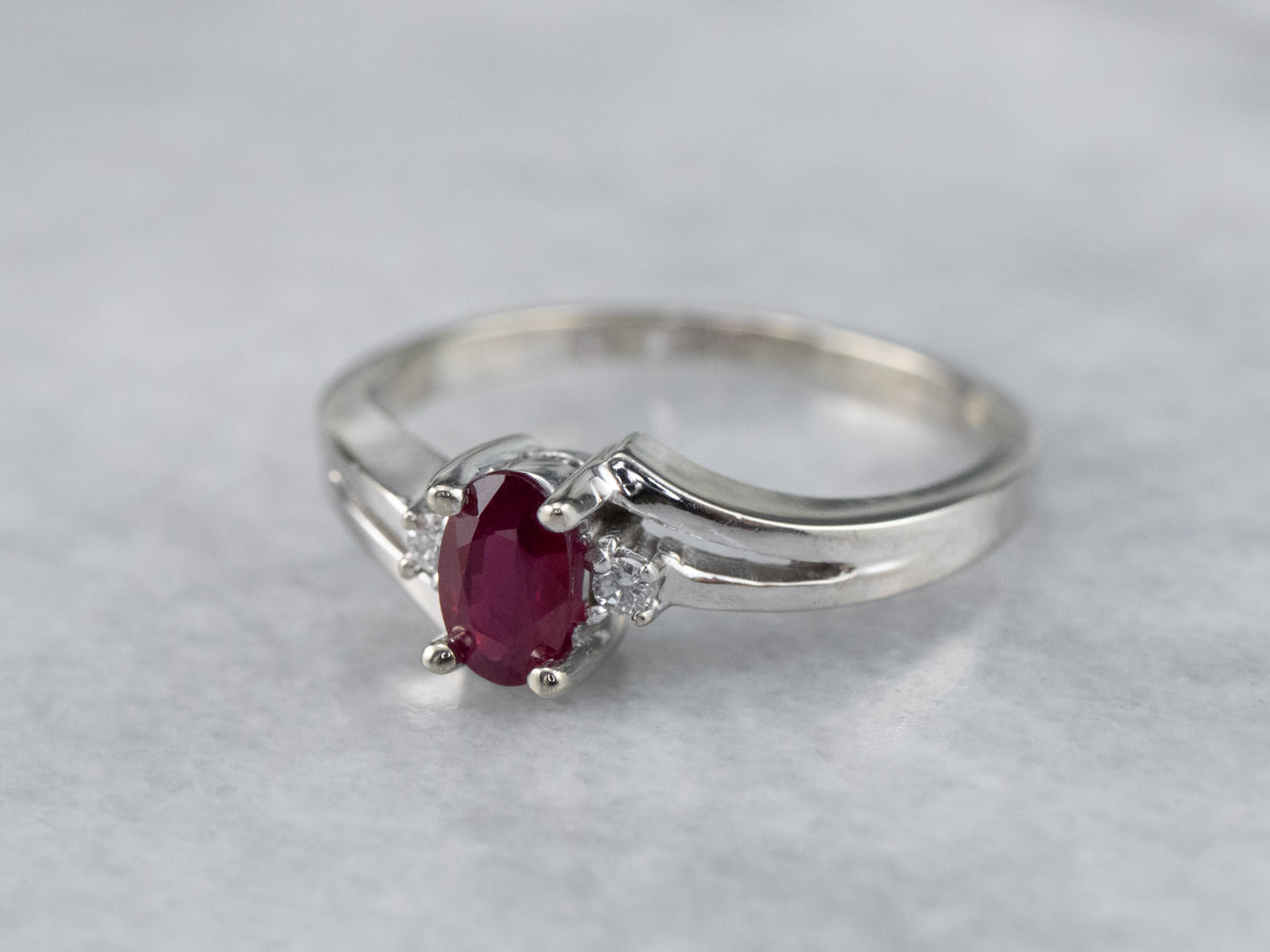 Pretty Ruby and Diamond Bypass Ring
