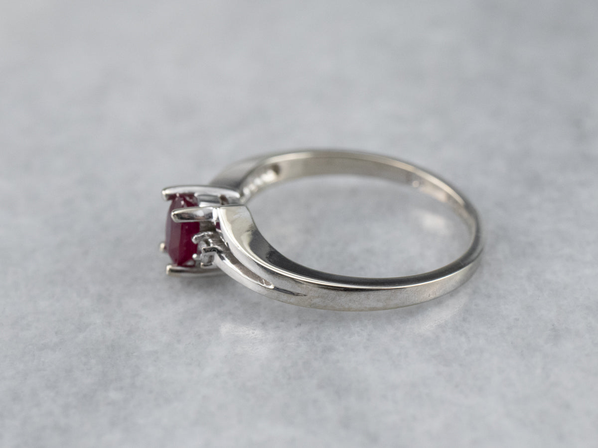 Pretty Ruby and Diamond Bypass Ring