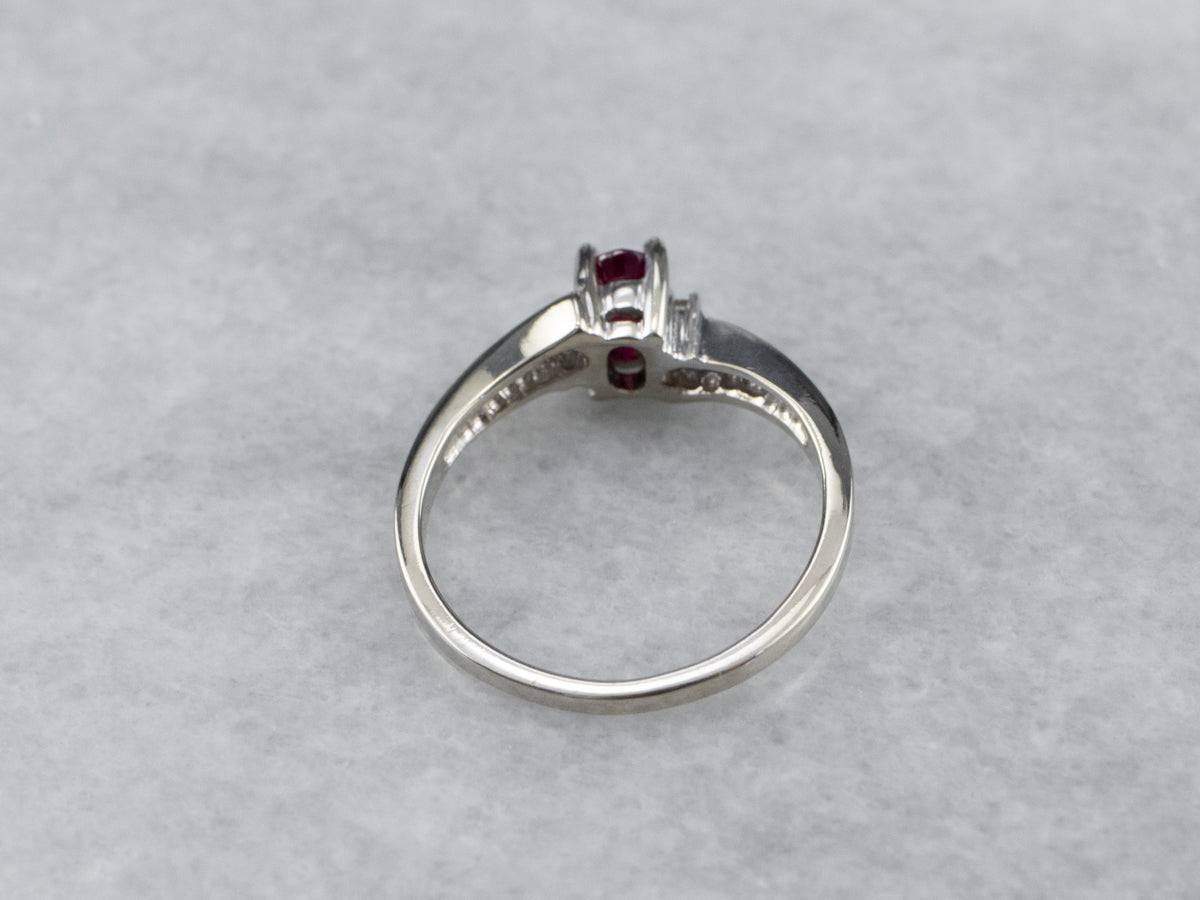 Pretty Ruby and Diamond Bypass Ring