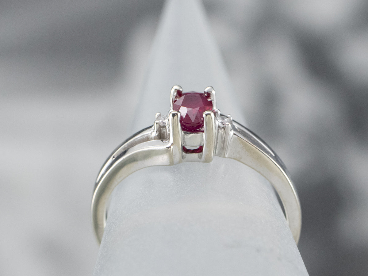 Pretty Ruby and Diamond Bypass Ring