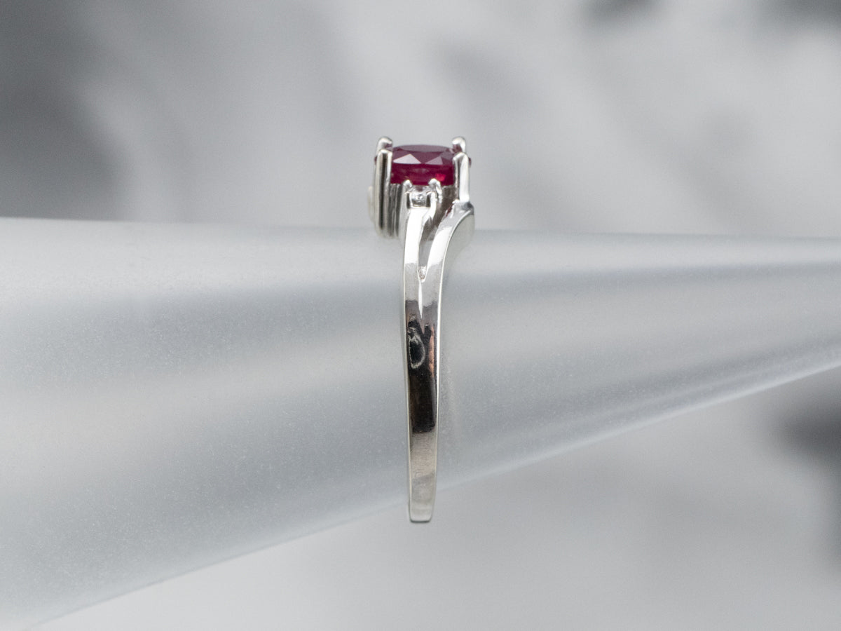 Pretty Ruby and Diamond Bypass Ring