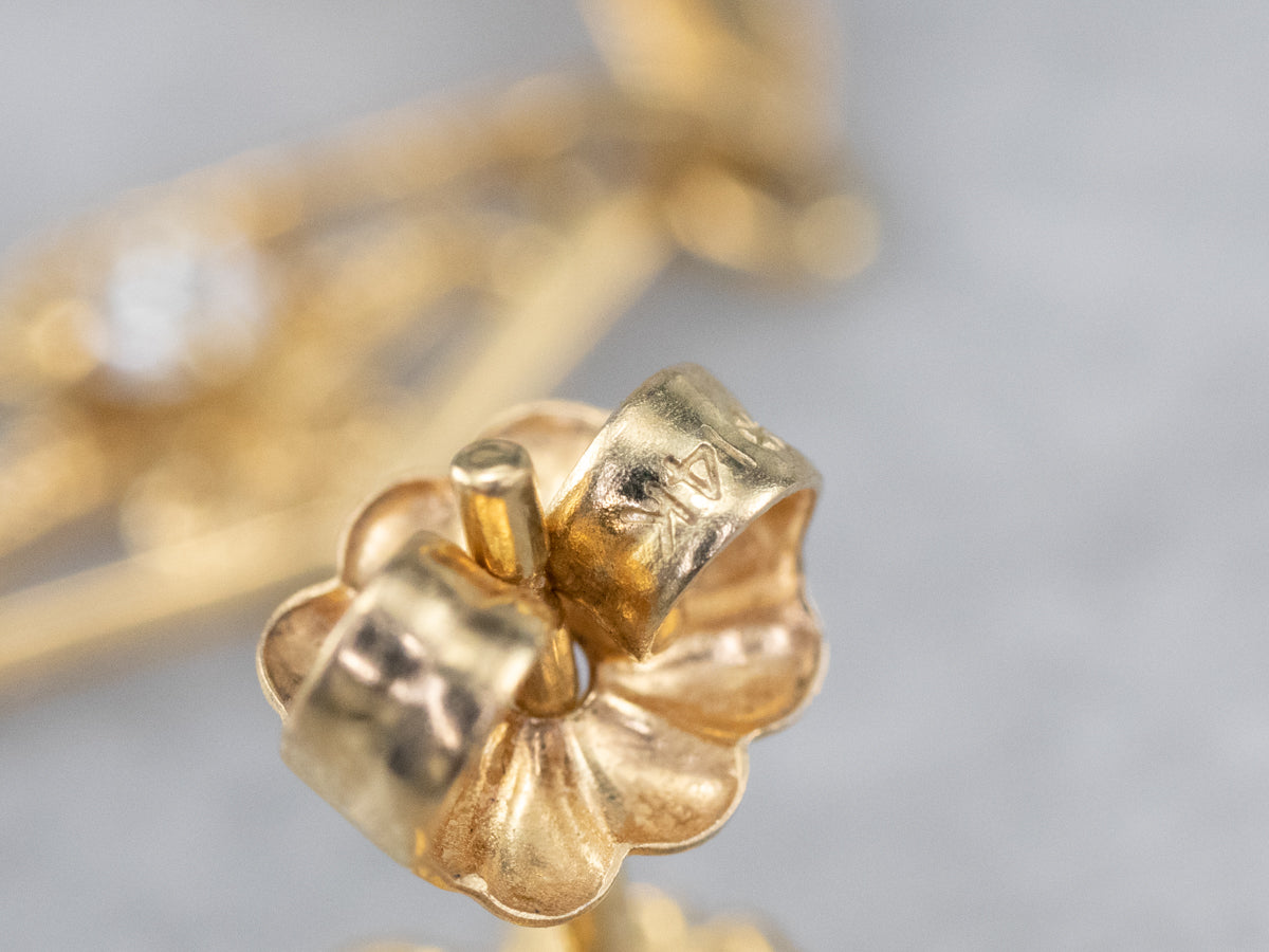 Floral Diamond Filigree Drop Earrings