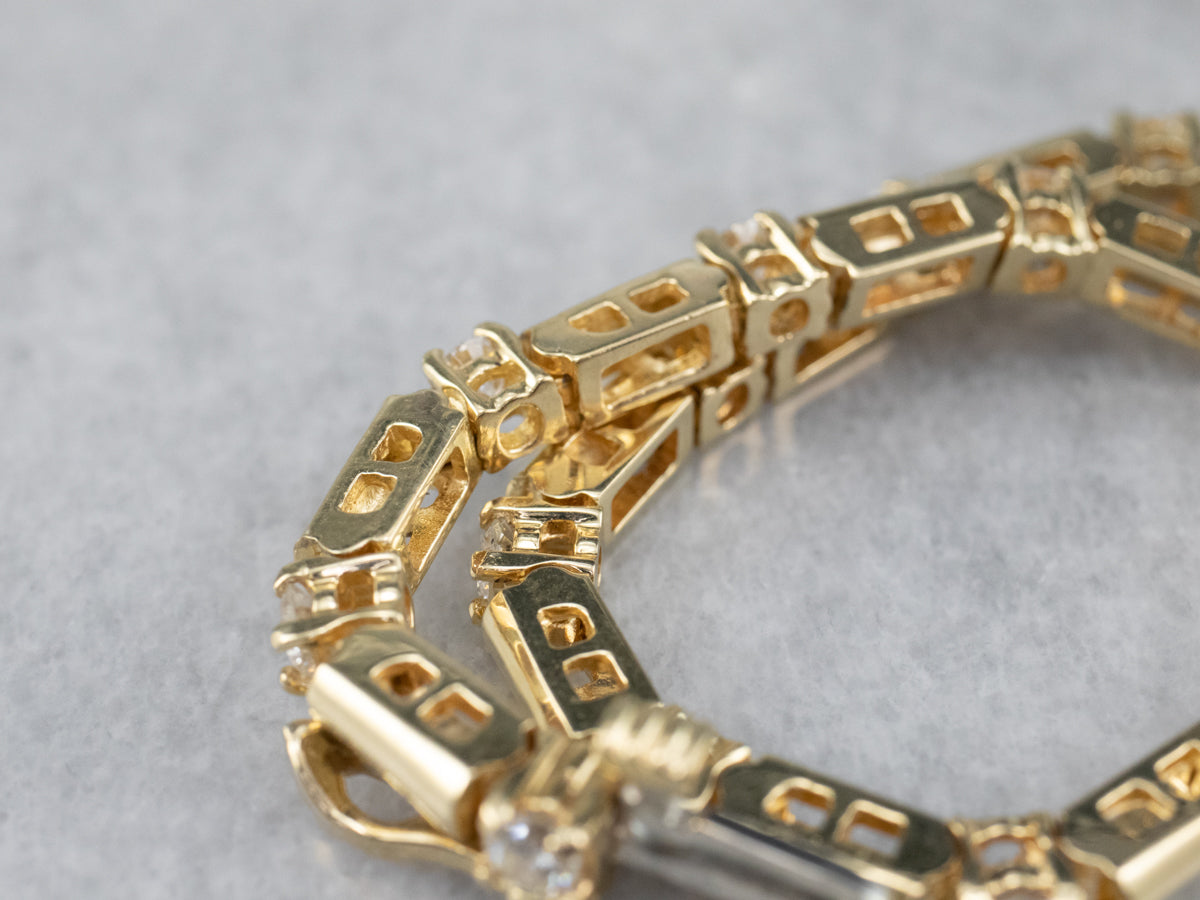 Gold Bar and Diamond Tennis Bracelet