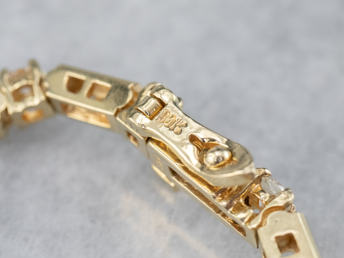 Gold Bar and Diamond Tennis Bracelet