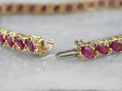 Marquise Ruby and Diamond Tennis Bracelet