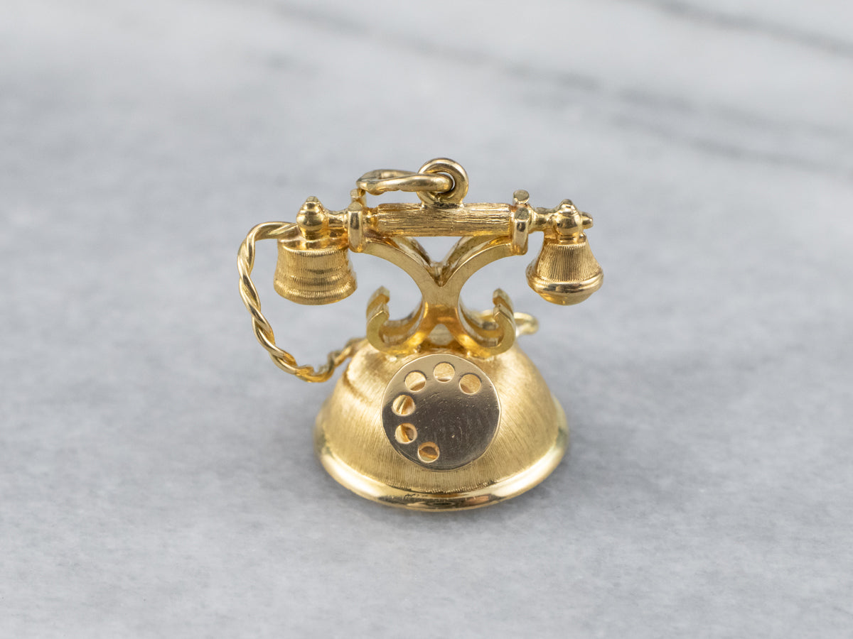 Large Gold Rotary Phone Pendant