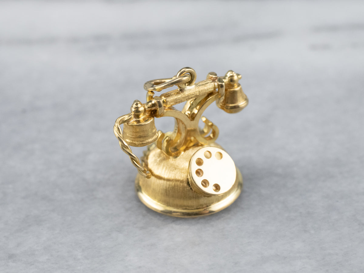 Large Gold Rotary Phone Pendant