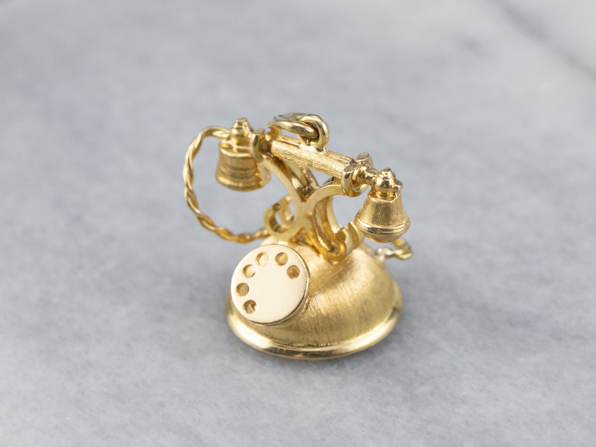Large Gold Rotary Phone Pendant