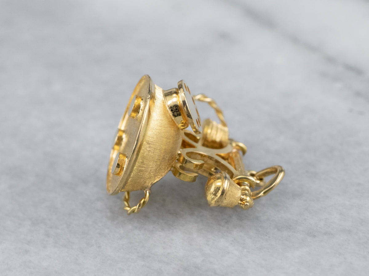 Large Gold Rotary Phone Pendant