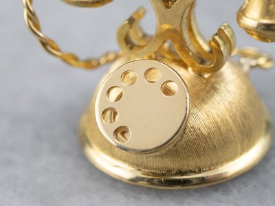 Large Gold Rotary Phone Pendant