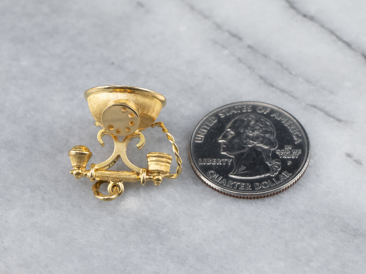 Large Gold Rotary Phone Pendant