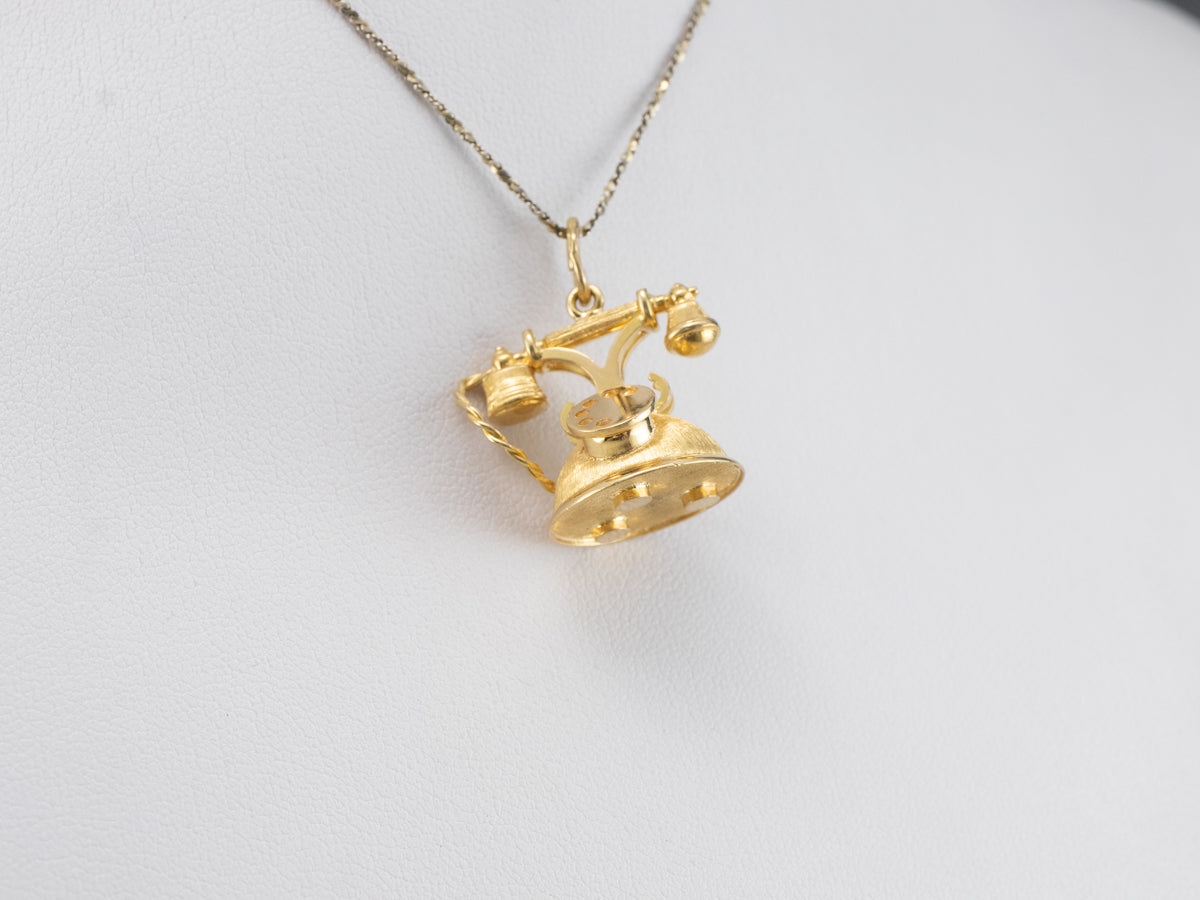 Large Gold Rotary Phone Pendant