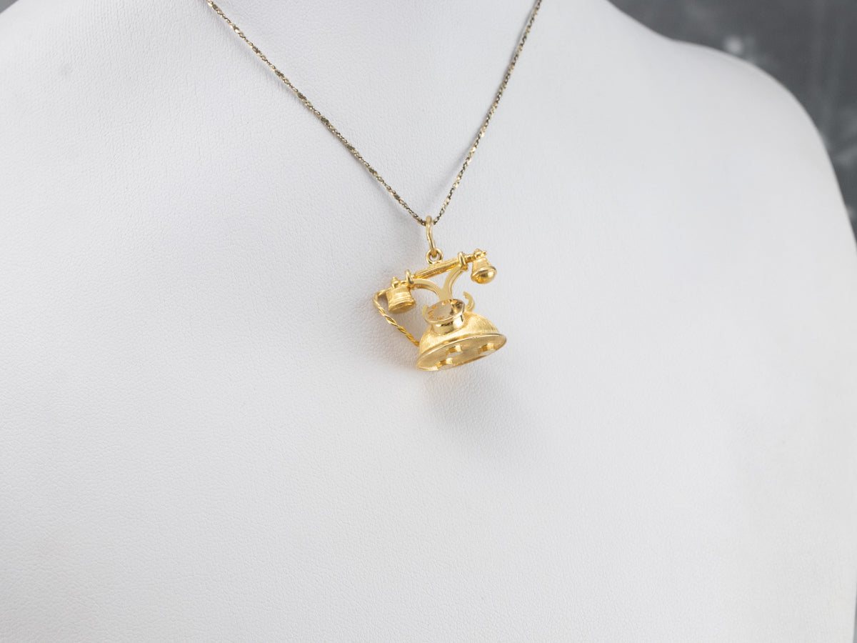 Large Gold Rotary Phone Pendant