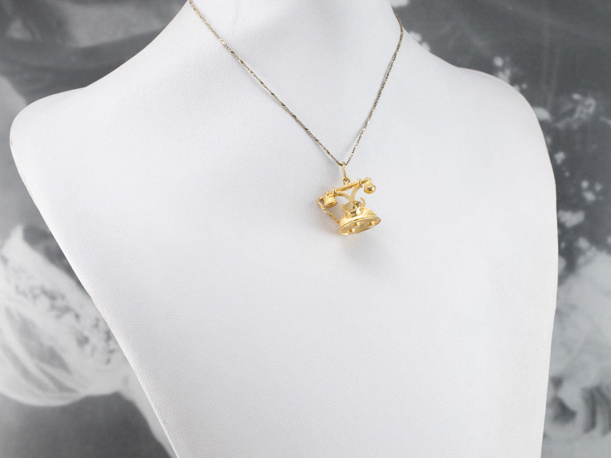 Large Gold Rotary Phone Pendant