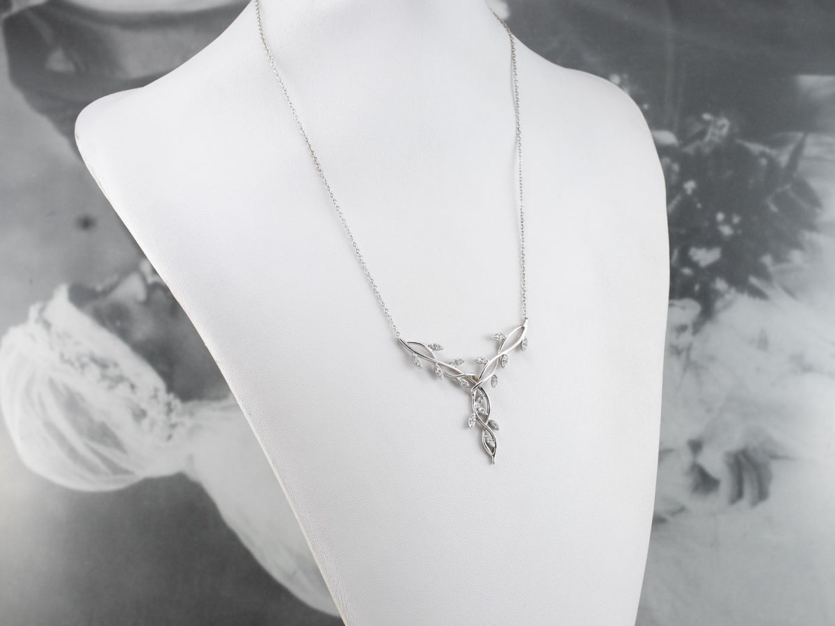 White Gold Botanical Diamond Necklace