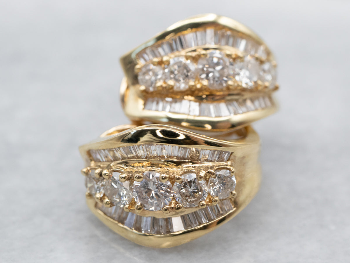 Sparkling 18K Gold Diamond Huggy Hoop Earrings