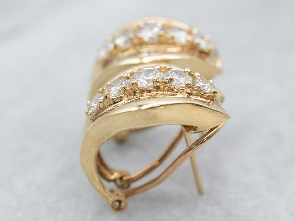 Sparkling 18K Gold Diamond Huggy Hoop Earrings