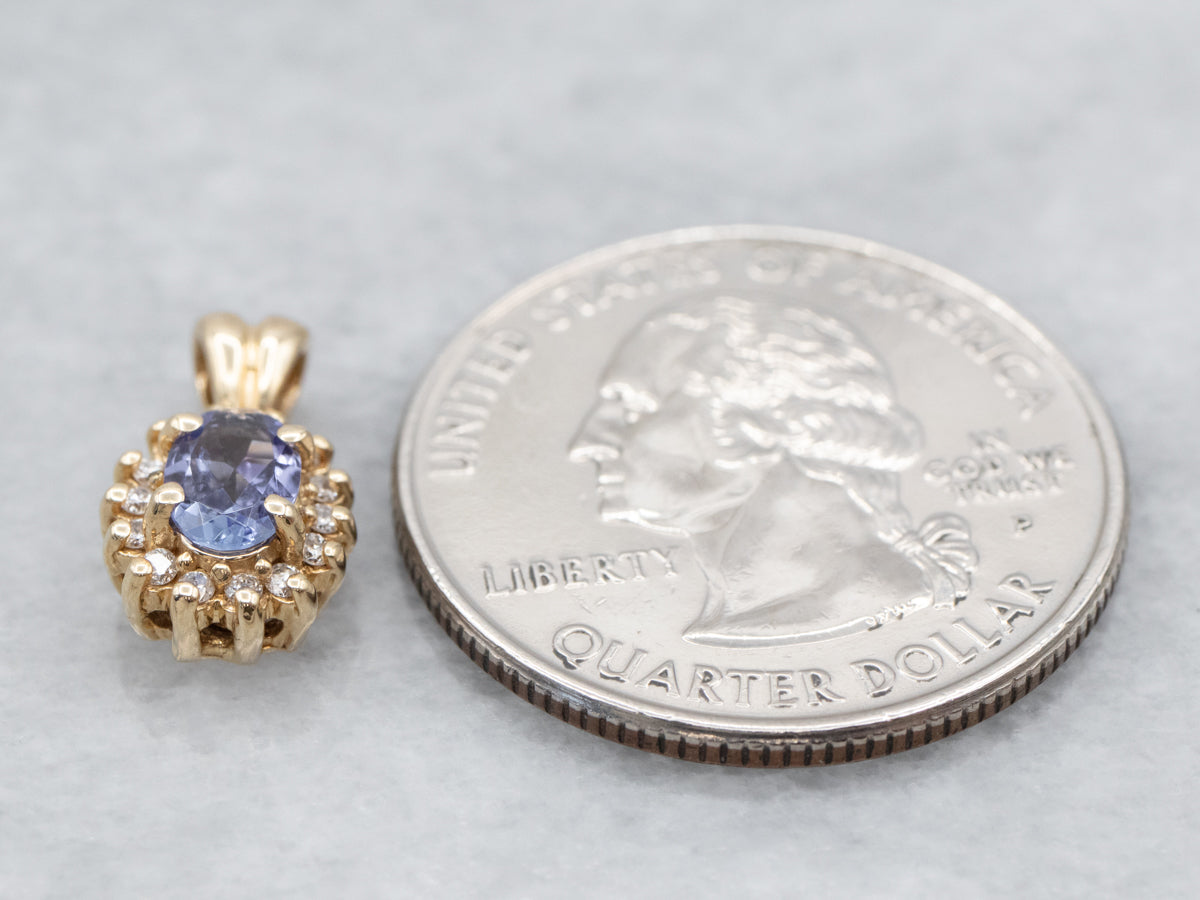 Tanzanite and Diamond Halo Pendant