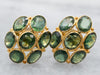 Green Sapphire Cluster Stud Earrings