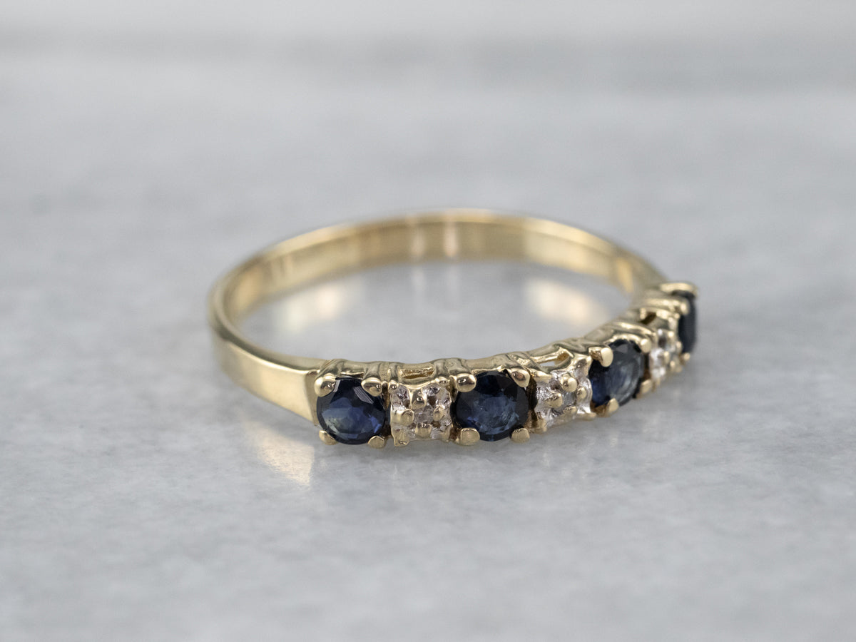Sapphire and Diamond Yellow Gold Band
