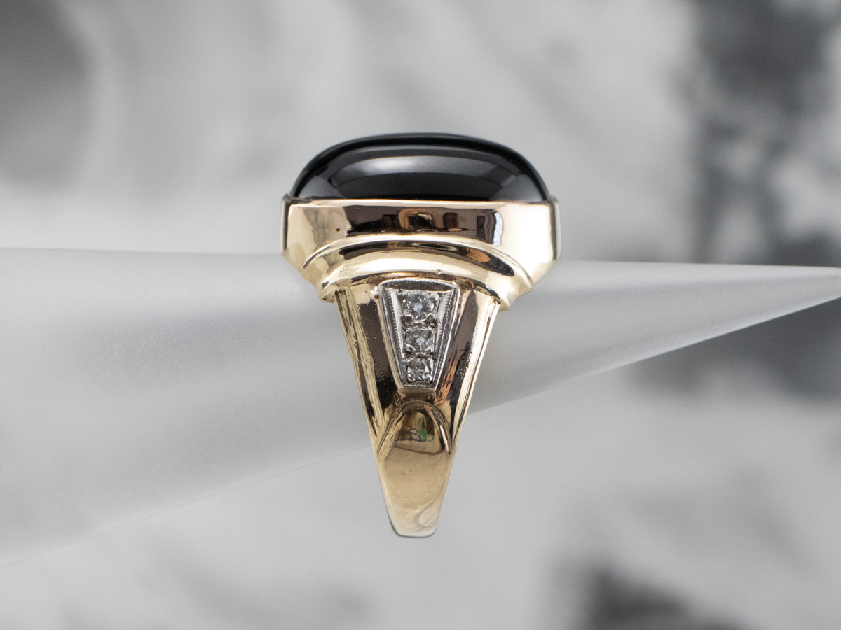This bold vintage men‚Äôs onyx ring is an iconic classic! This...