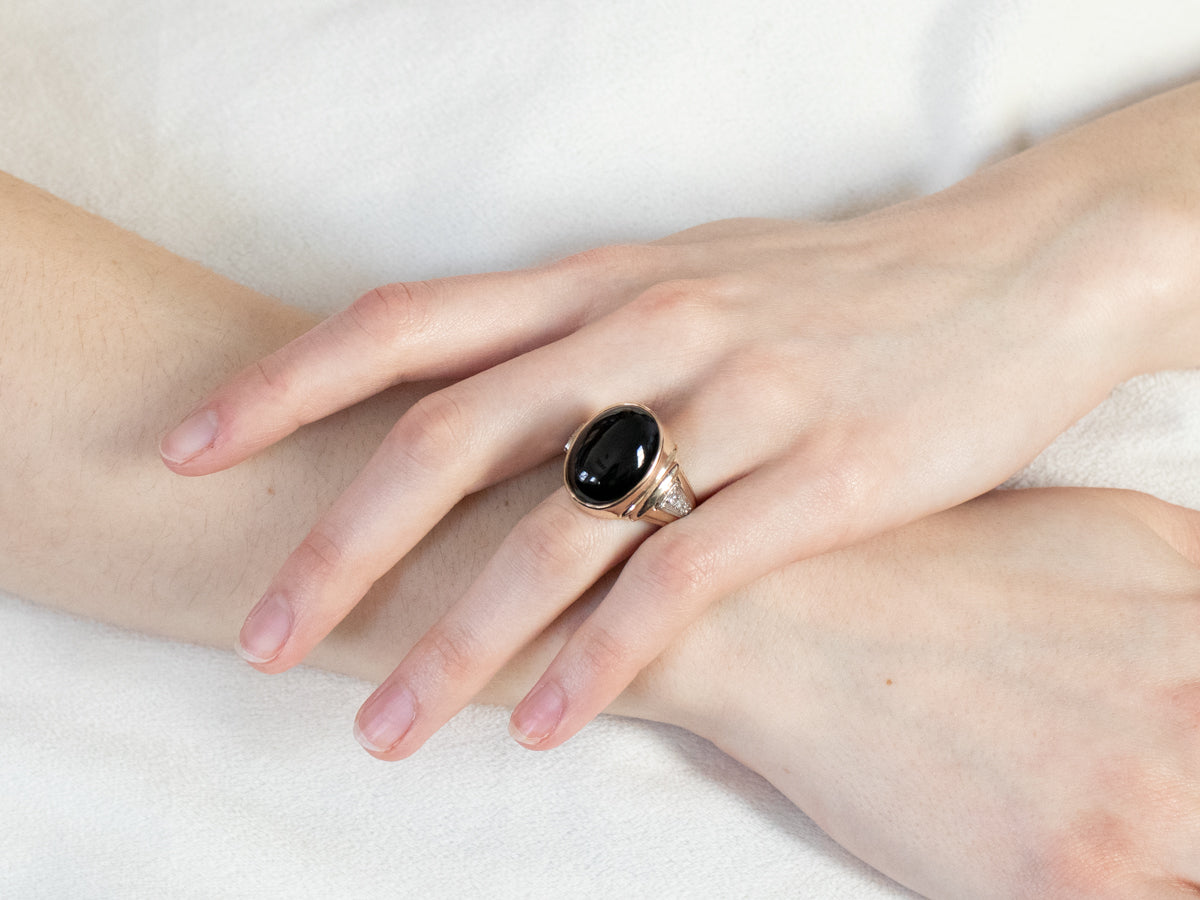 This bold vintage men‚Äôs onyx ring is an iconic classic! This...