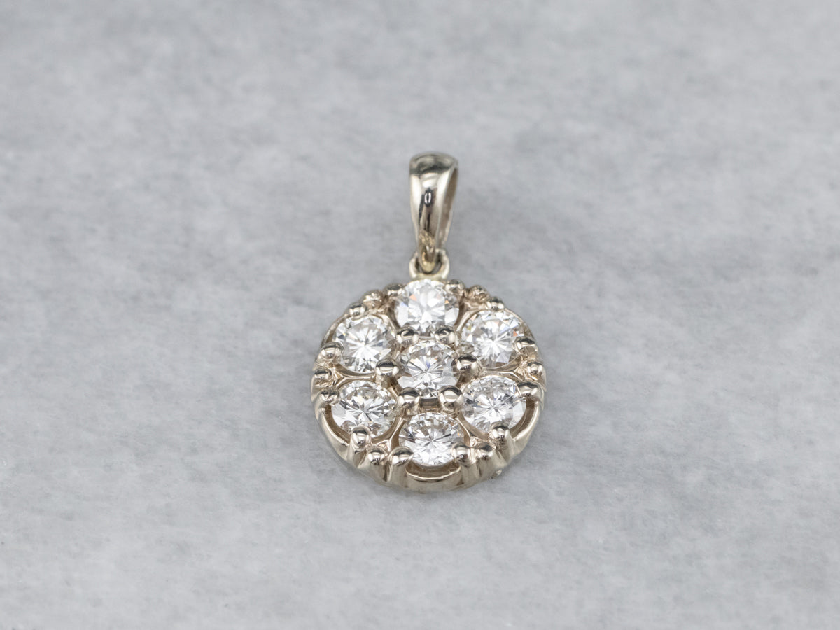 White Gold Diamond Cluster Pendant