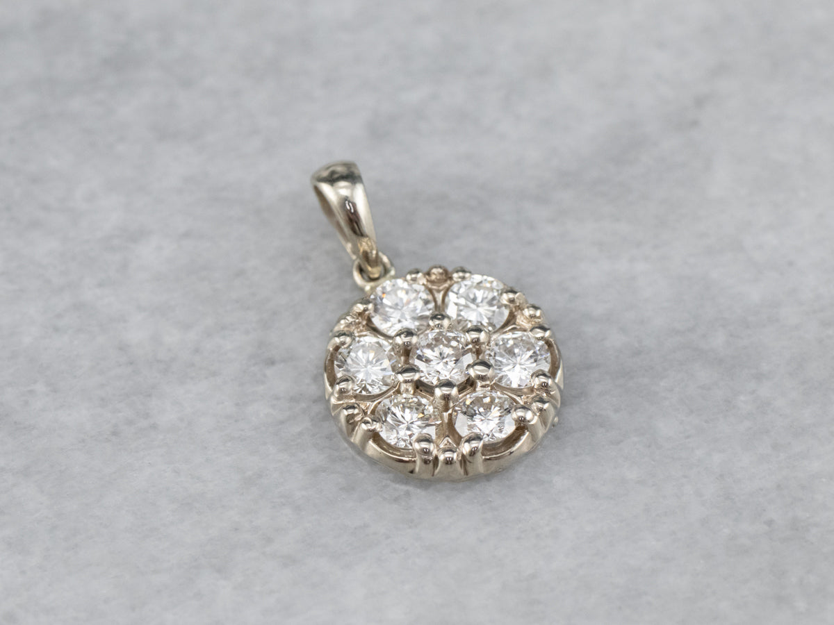 White Gold Diamond Cluster Pendant