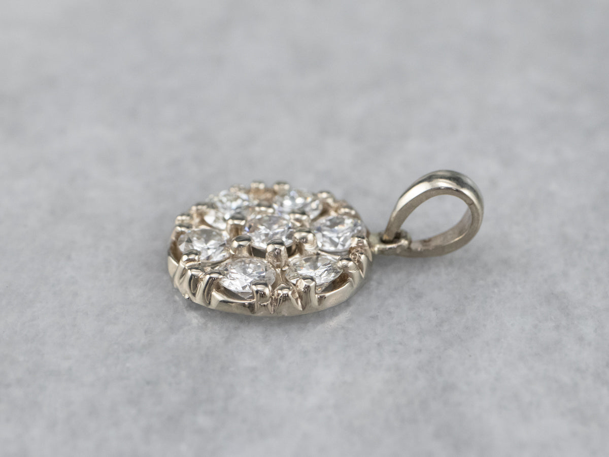 White Gold Diamond Cluster Pendant