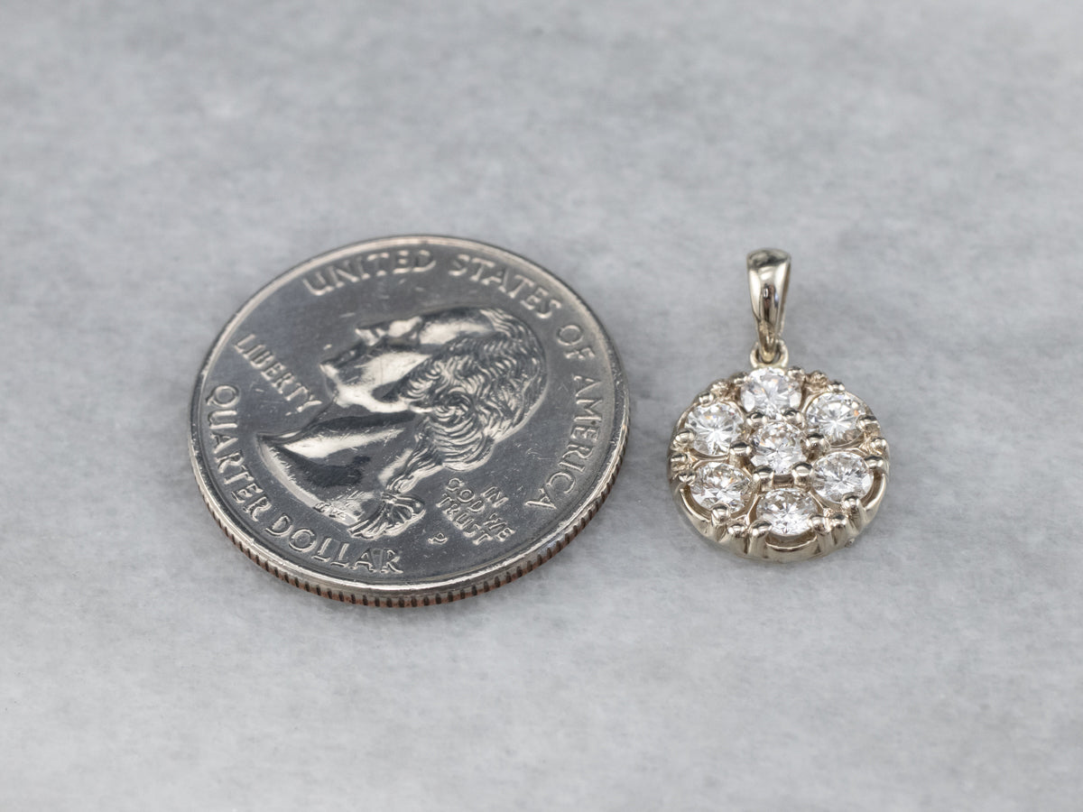 White Gold Diamond Cluster Pendant