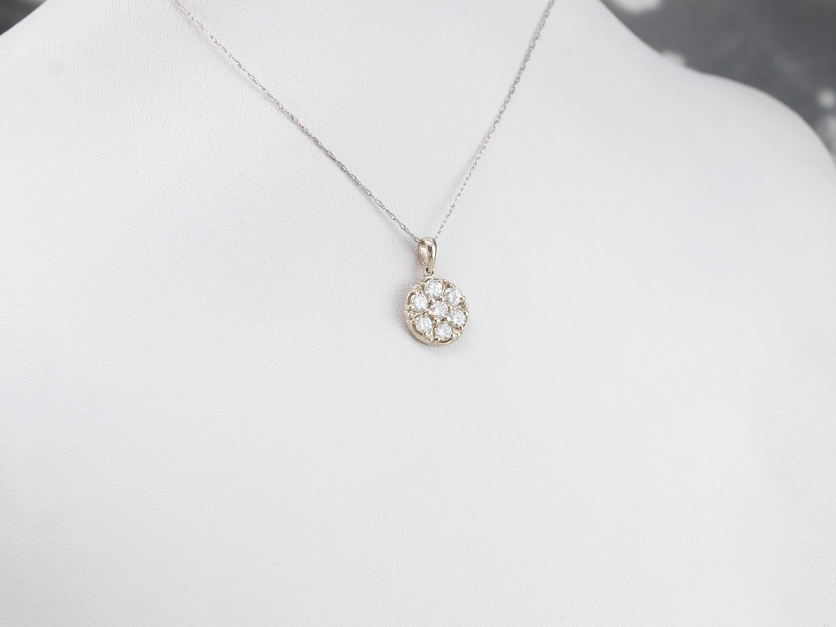 White Gold Diamond Cluster Pendant