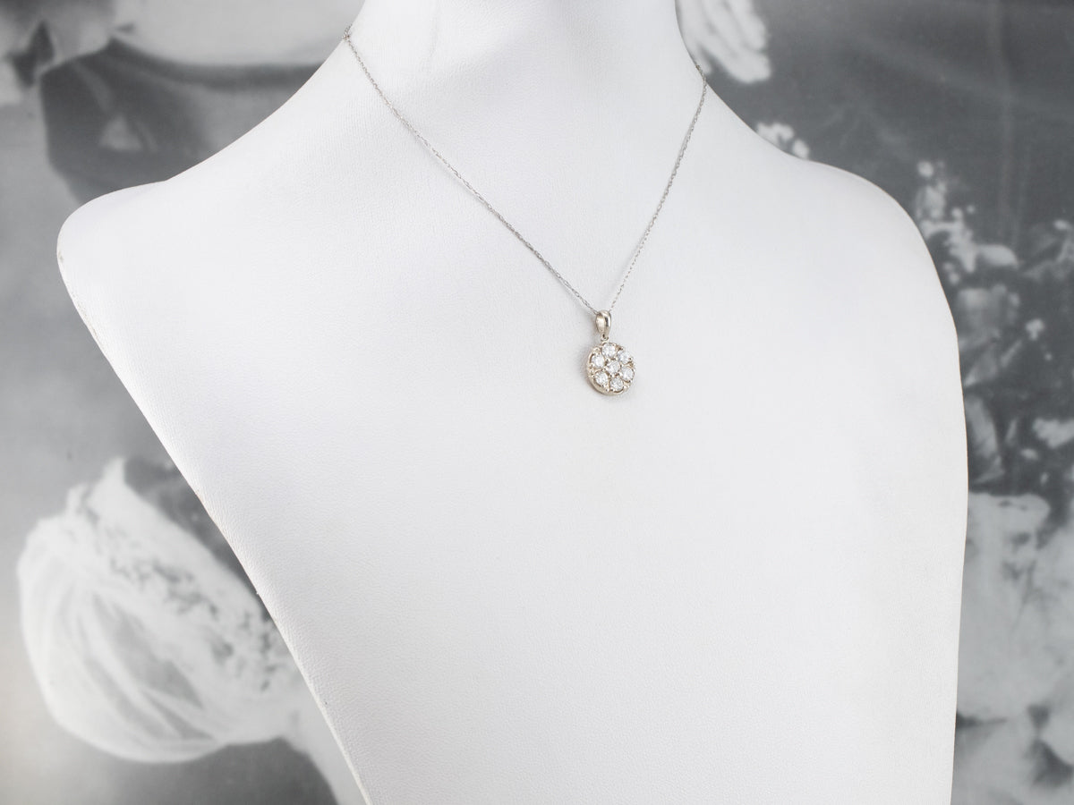 White Gold Diamond Cluster Pendant